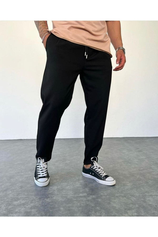 Erkek Siyah Rahat Kesim Jogger Kumaş Pantolon
