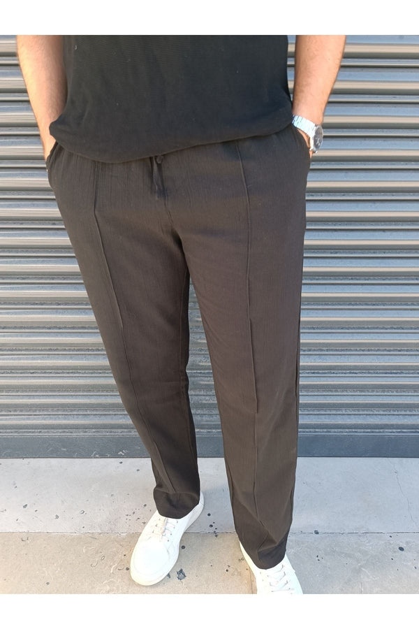 Yazlık Beli Lasikli Rahat Keten Baggy Pantolon
