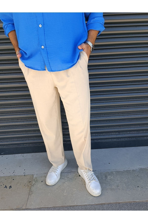 Erkek Yazlık Beli Lastikli Kumaş İnce Jogger Baggy Pantolon